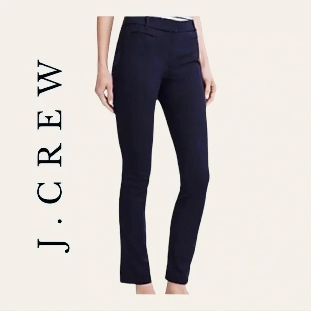 0679. J.crew NAVY BLUE TROUSER SIZE 10R STRAIGHT LEG ZIPPER AND HOOK/BAR CLOSURE